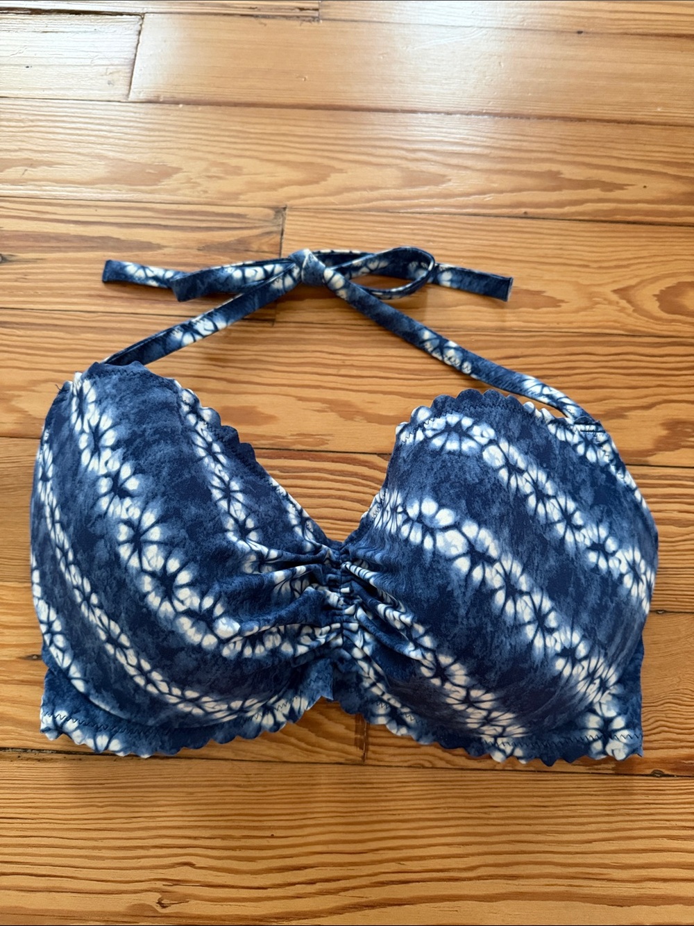 Victoria's Secret Navy Blue Tie-Dye Halter Bikini Top
